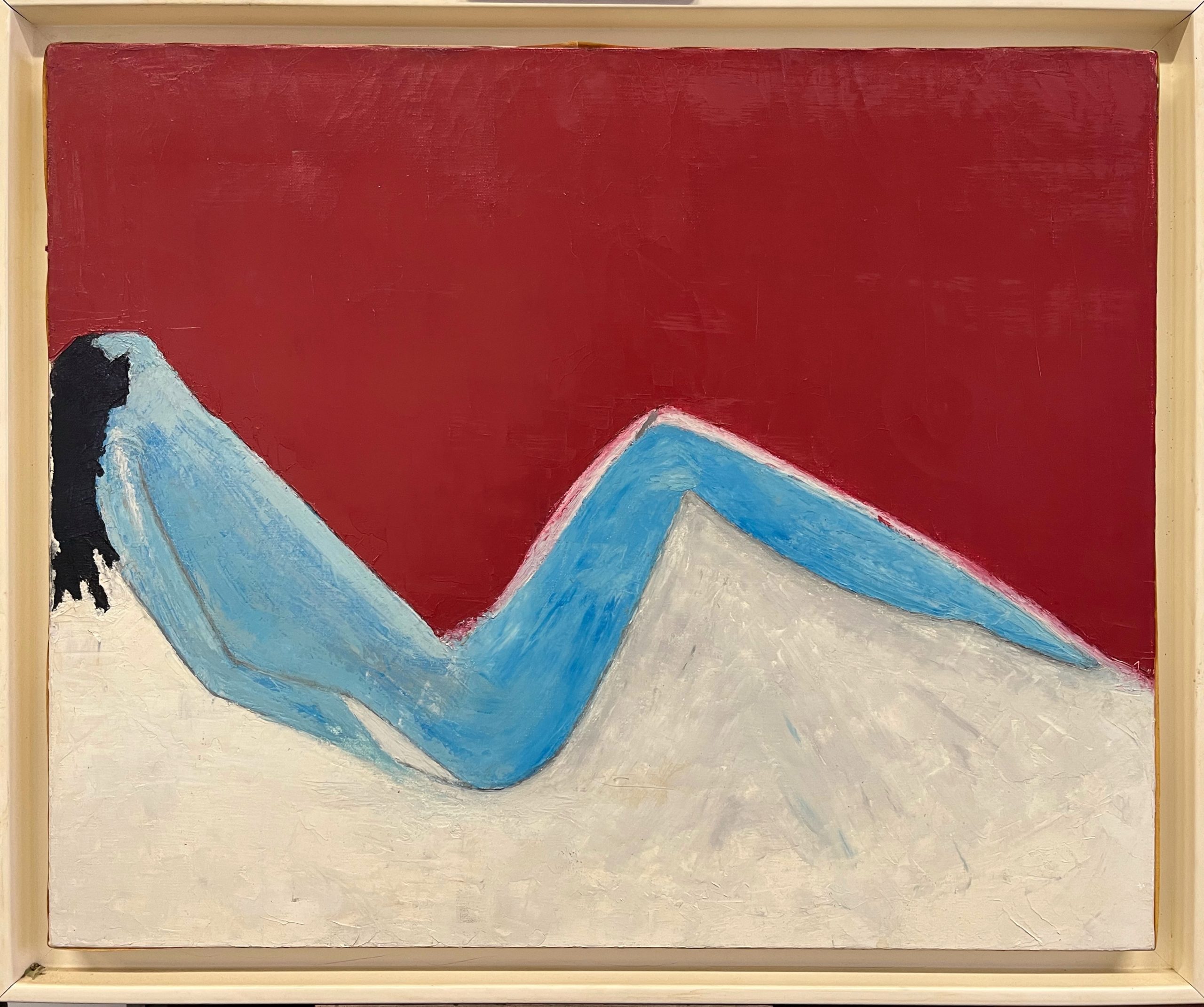 Femme nue allongée, huile sur toile, fin XXe, 56x67 cm encadré