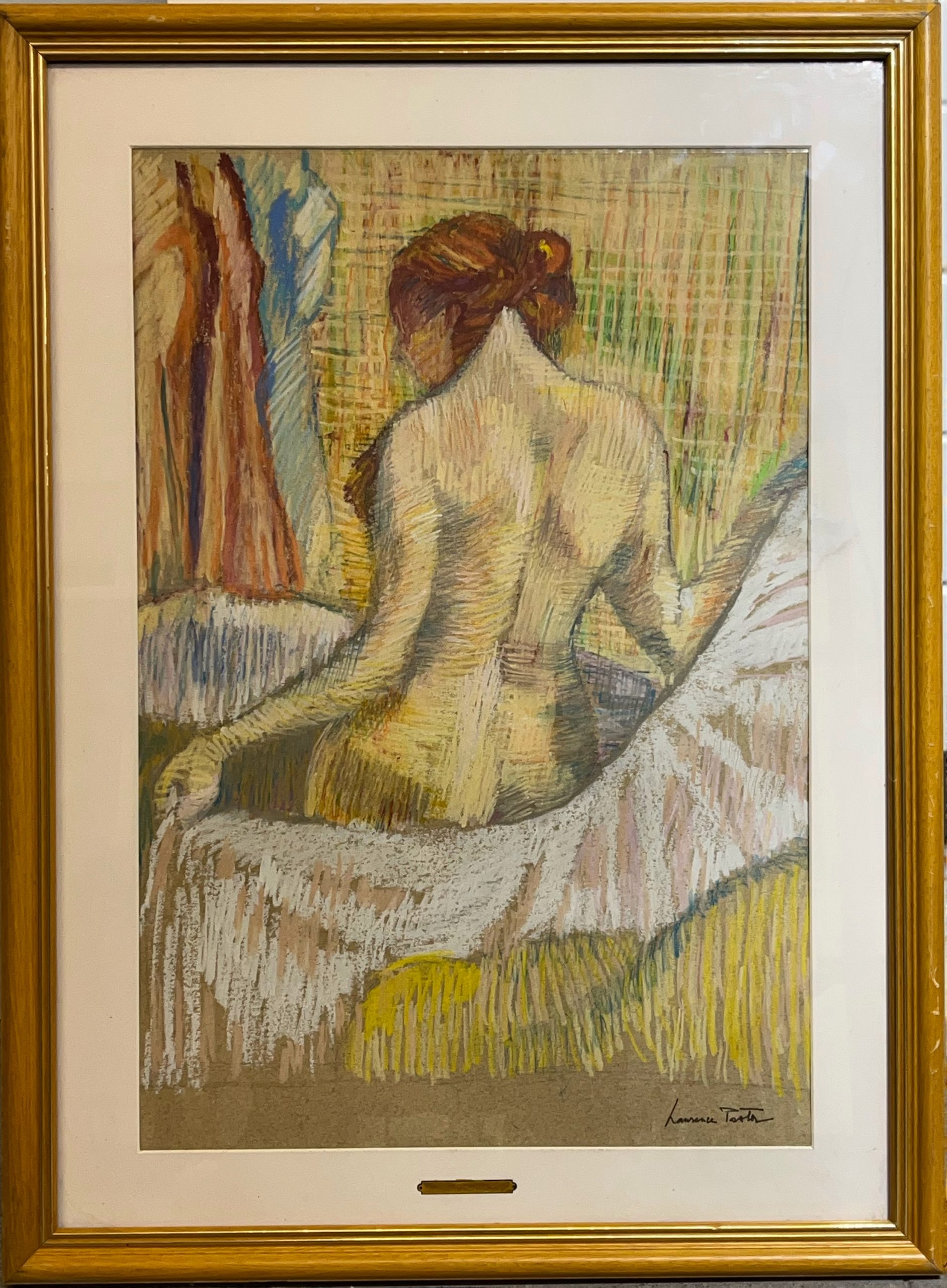 PASTOR, Femme de dos, Pastel sur papier, XXe, 76x56 cm, encadré