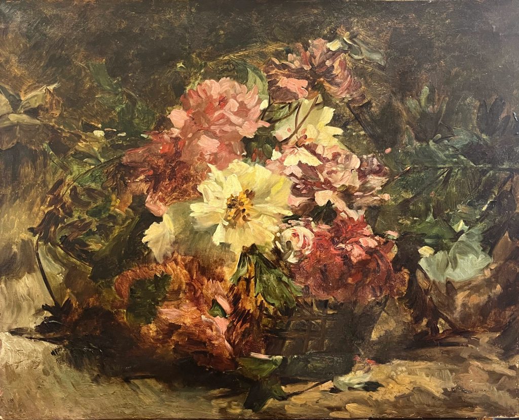 Bouquet de fleurs, XIXe, huile sur toile, 81,5x65 cm