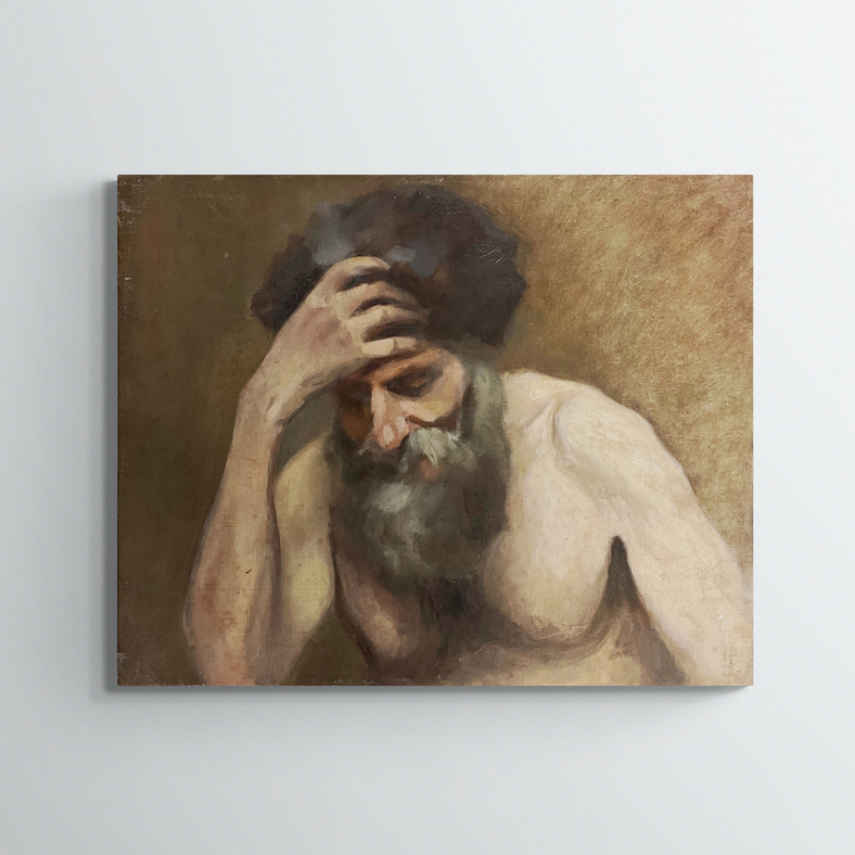 Portrait d'un vieillard, XXe, huile sur toile, 56 x 46 cm, avec cadre