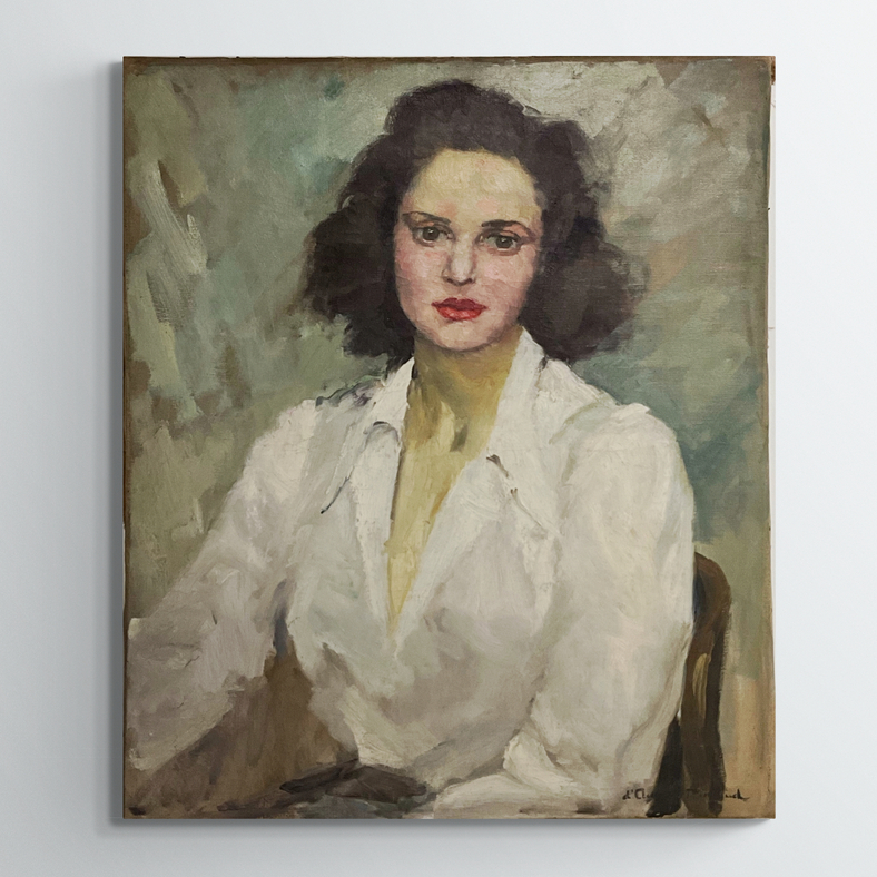 D'Aussy-Pintaud, Portrait de femme, XXe, huile sur toile, signé, 98 x 83 cm, sans cadre