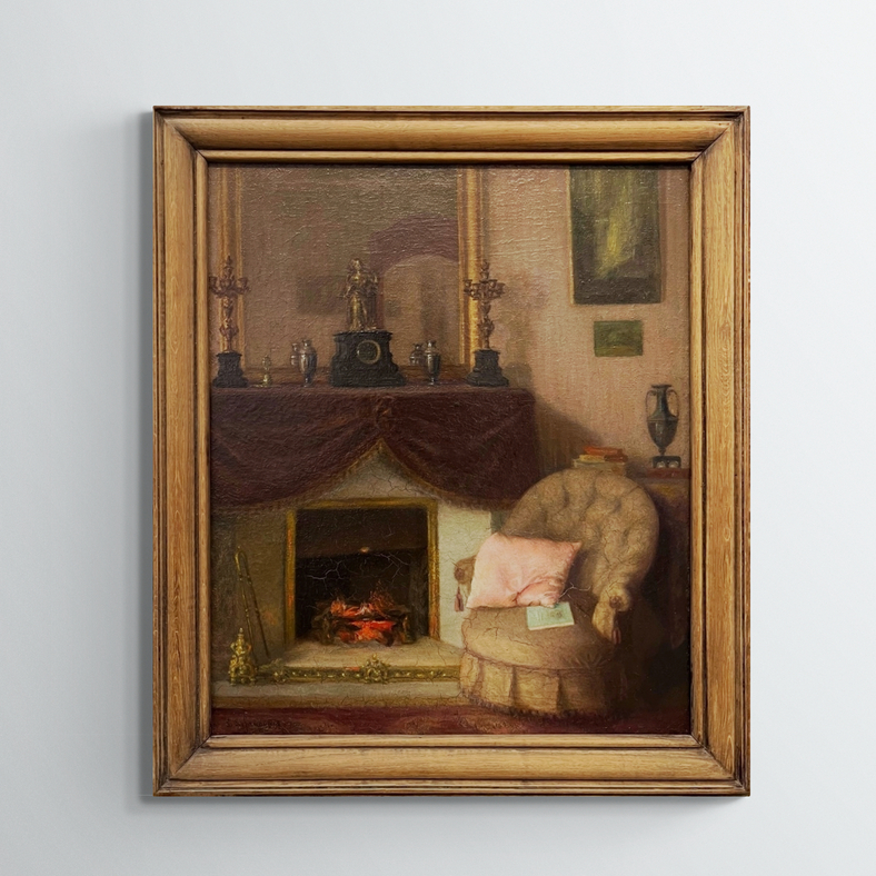 S Sufanguas, Scène d'intérieur, XIXe, huile sur toile, signé, 54x65 cm, avec cadre
