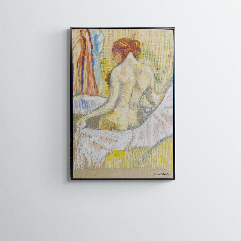 L Pastor, Femme de dos, XXe, pastel sur papier, signé, 76x56 cm, avec cadre