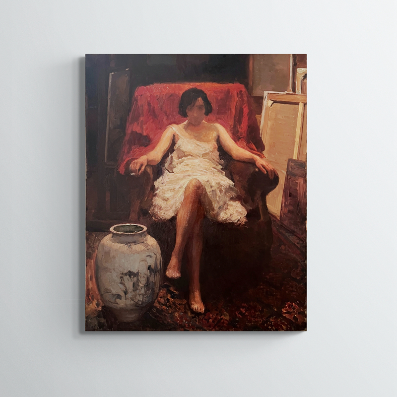 Portrait de femme à la cigarette, Frans David Oerder, XIXe, huile sur toile, 80 x 100 cm, signé sans cadre