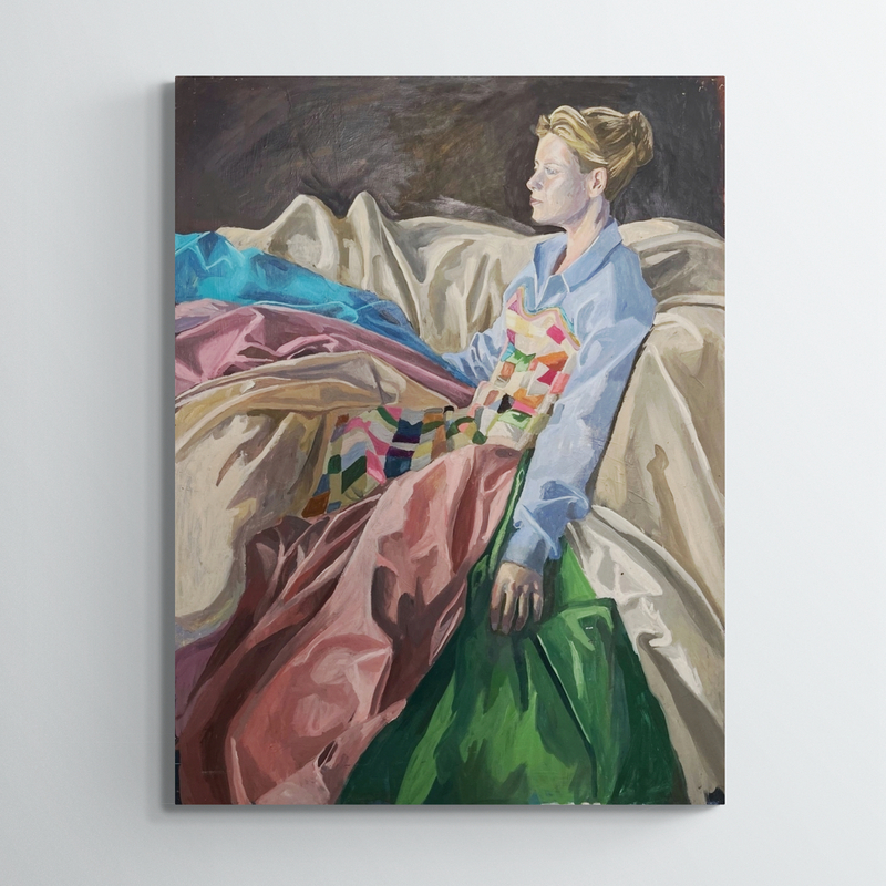 Grand portrait de femme, XXe, huile sur bois, 92x122 cm, sans cadre