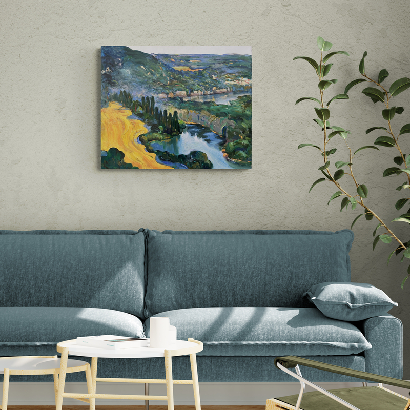 A Piacet, Paysage bord de riviere, XXe, huile sur toile, signé, 65x53 cm, sans cadre