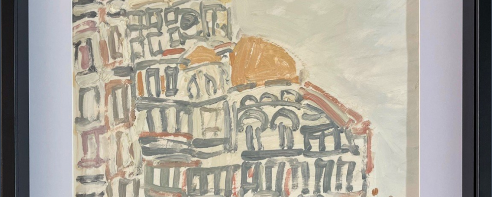 Pierre COQUET, Vue de Florence, XXe, huile sur papier, 52 x 52 cm