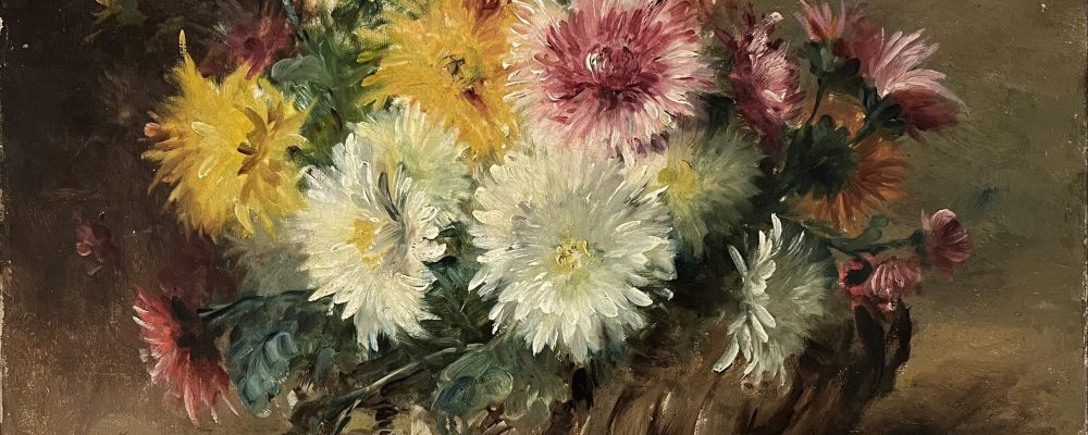 G. FLUNY, Bouquet de dahlias, XIXe, huile sur toile, 46 x 37,5 cm